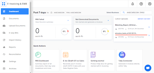 screenshot of Clear e-Invoicing